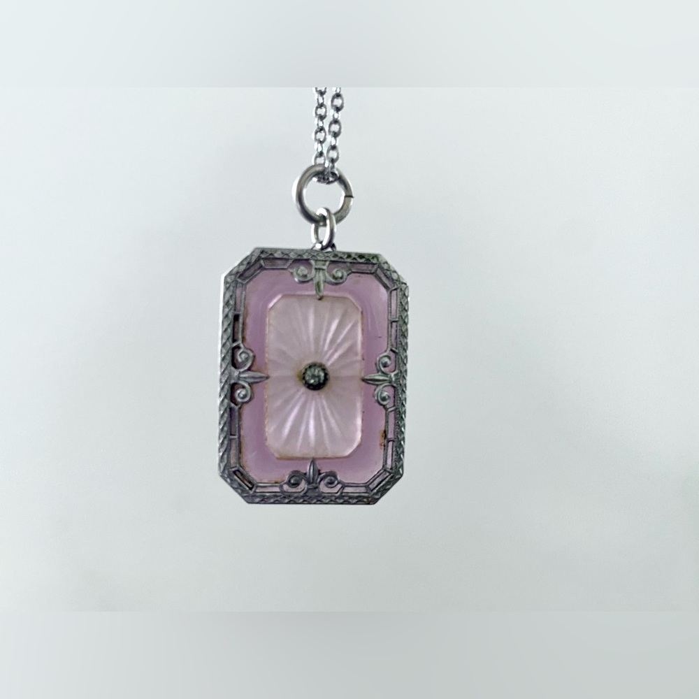 ❌SOLD!! DO NOT PURCHASE!! Art Deco Purple Camphor Glass Necklace. - Picture 4 of 10